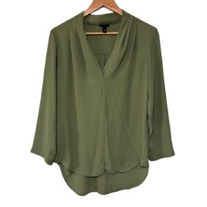 Mossimo Dark Green Roll Tab Sheer Blouse Size S